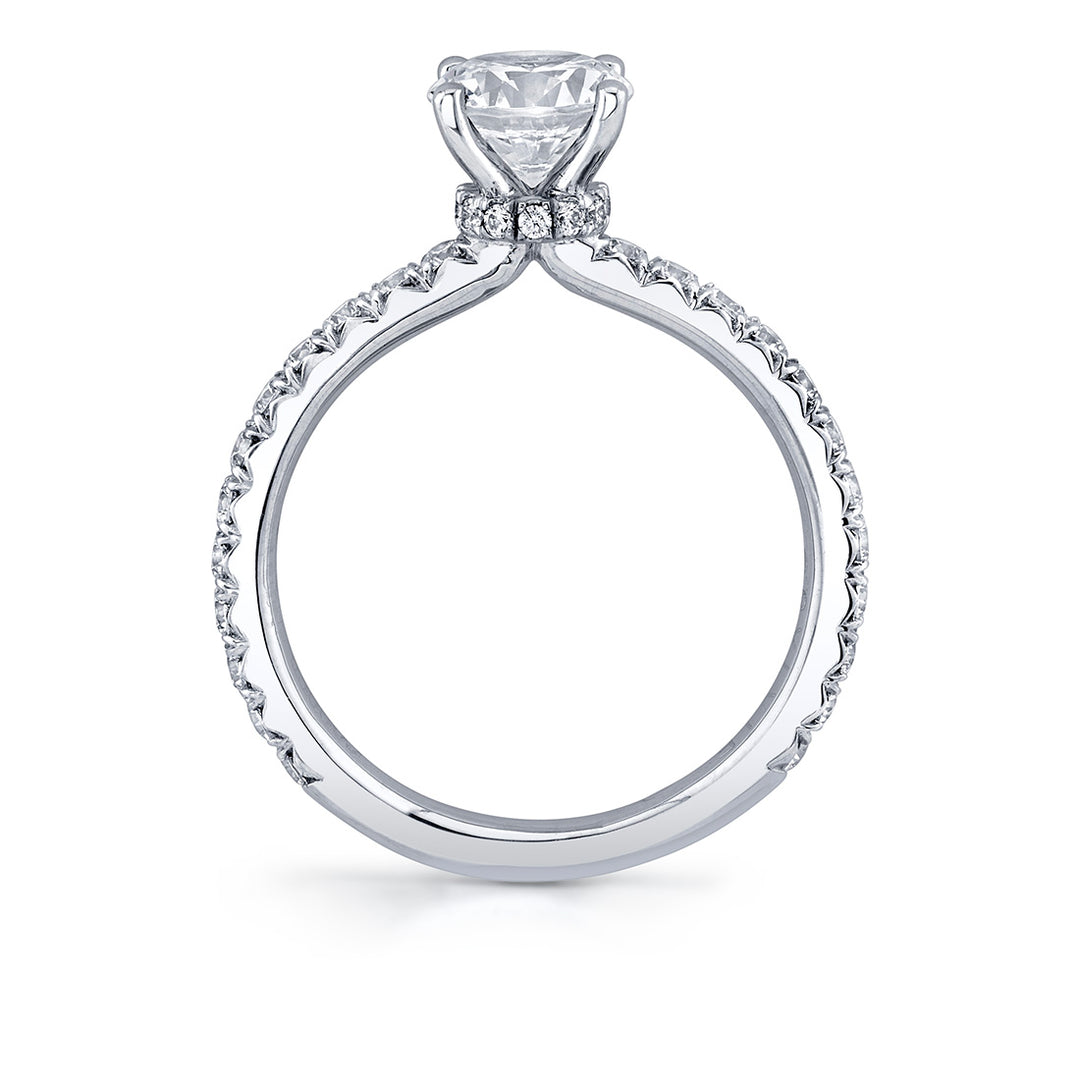 Round Cut Classic Hidden Halo Collar Engagement Ring - Nova