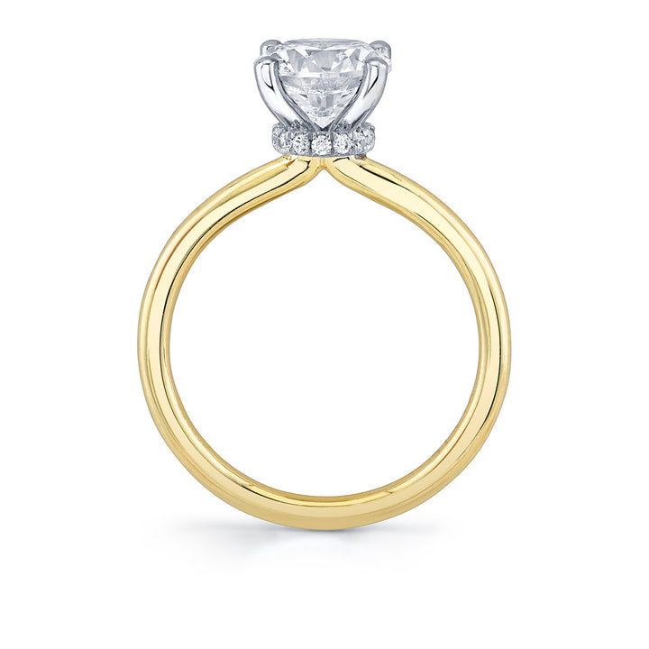 Round Cut Solitaire Hidden Halo Collar Engagement Ring - Nova