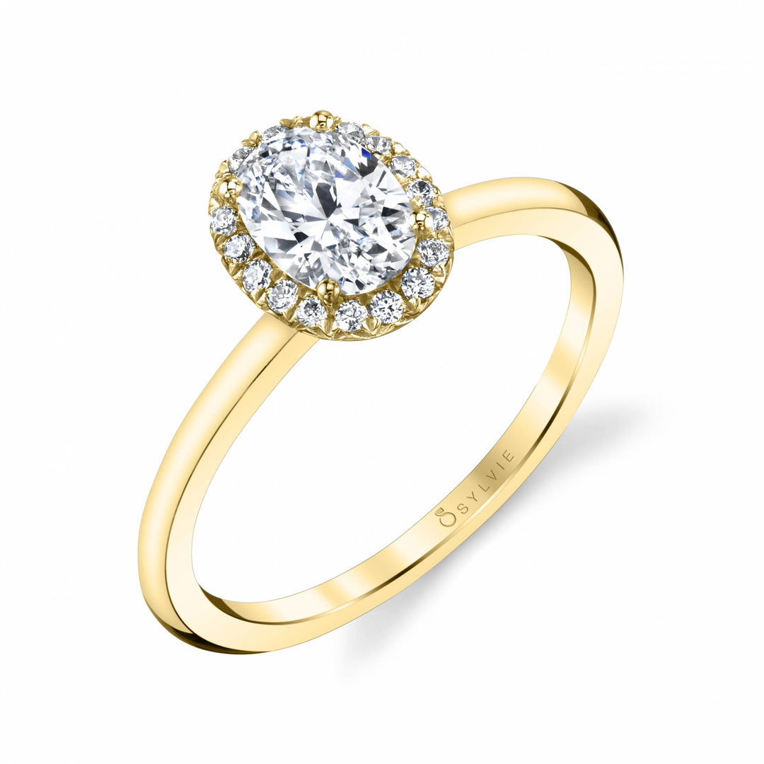 Oval Cut Solitaire Halo Engagement Ring - Elsie