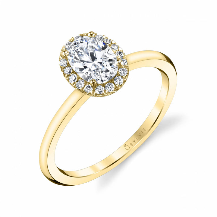 Oval Cut Solitaire Halo Engagement Ring - Elsie