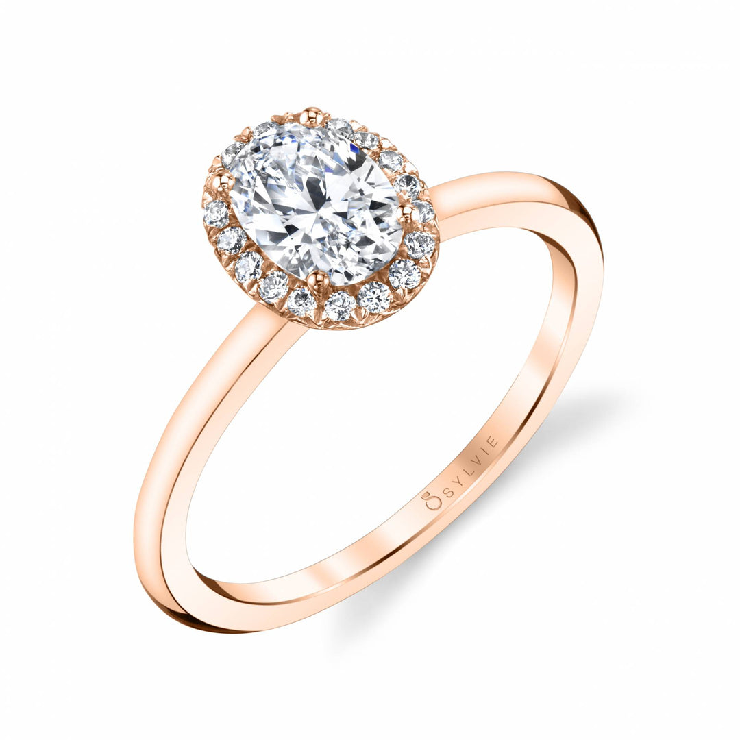 Oval Cut Solitaire Halo Engagement Ring - Elsie