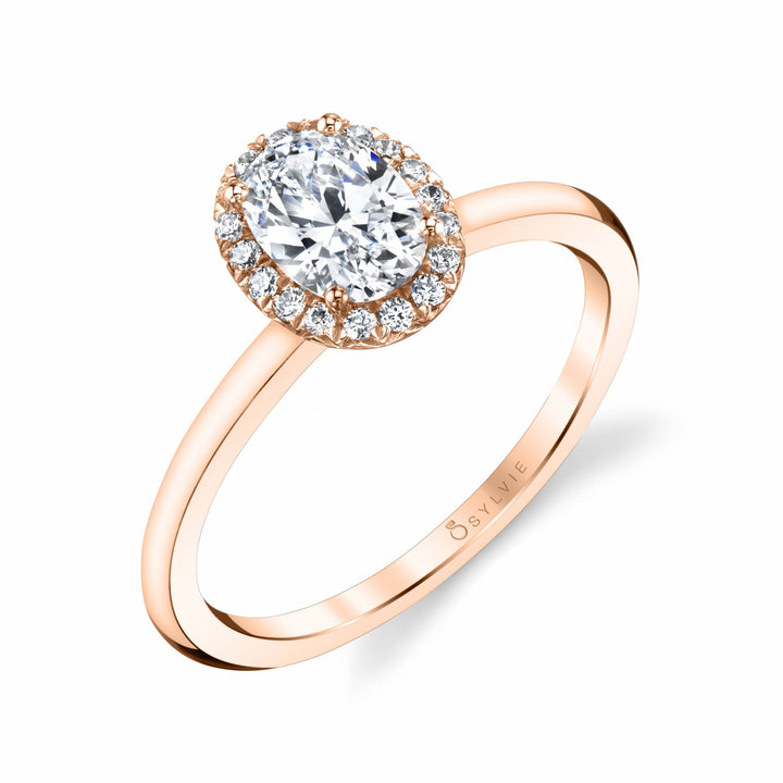 Oval Cut Solitaire Halo Engagement Ring - Elsie