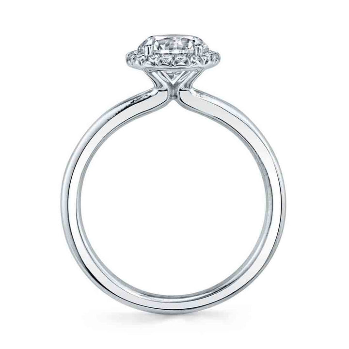 Round Cut Solitaire Halo Engagement Ring - Elsie