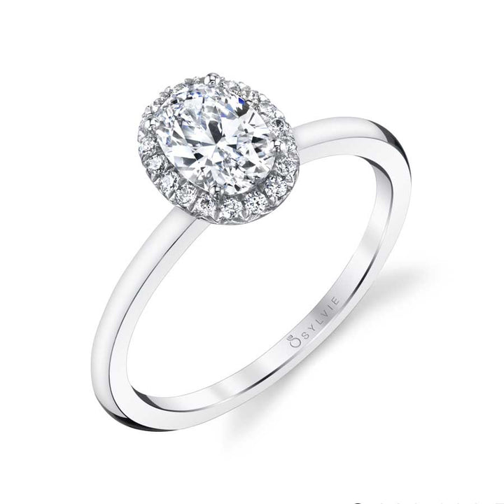 Oval Cut Solitaire Halo Engagement Ring - Elsie