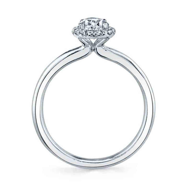Pear Shaped Solitaire Halo Engagement Ring - Elsie