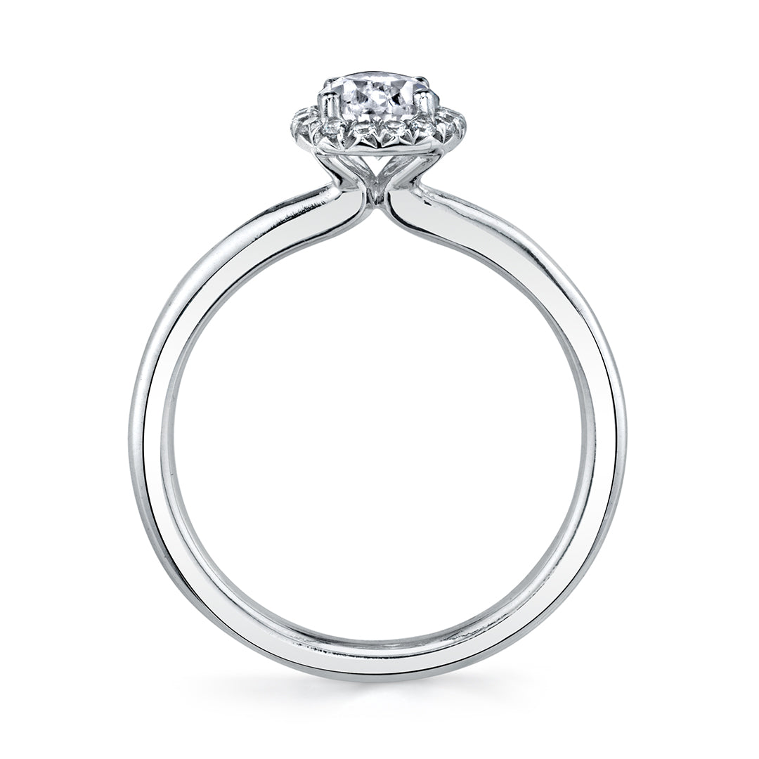 Marquise Cut Solitaire Halo Engagement Ring - Elsie