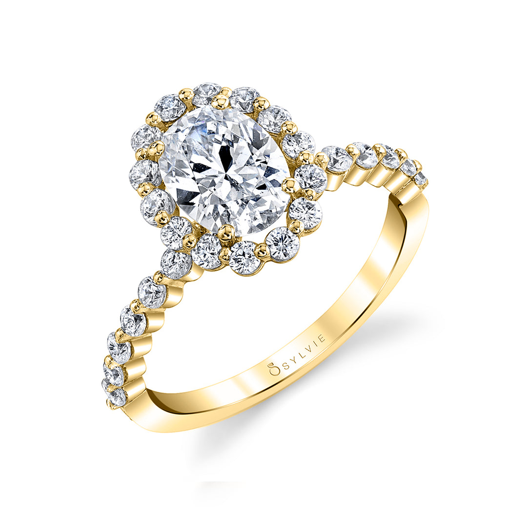 Oval Cut Classic Halo Engagement Ring - Athena
