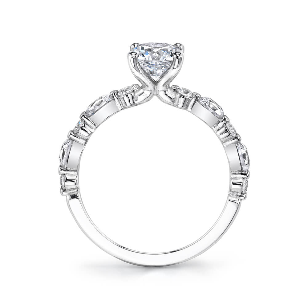 Round Cut Alternating Engagement Ring - Felicity