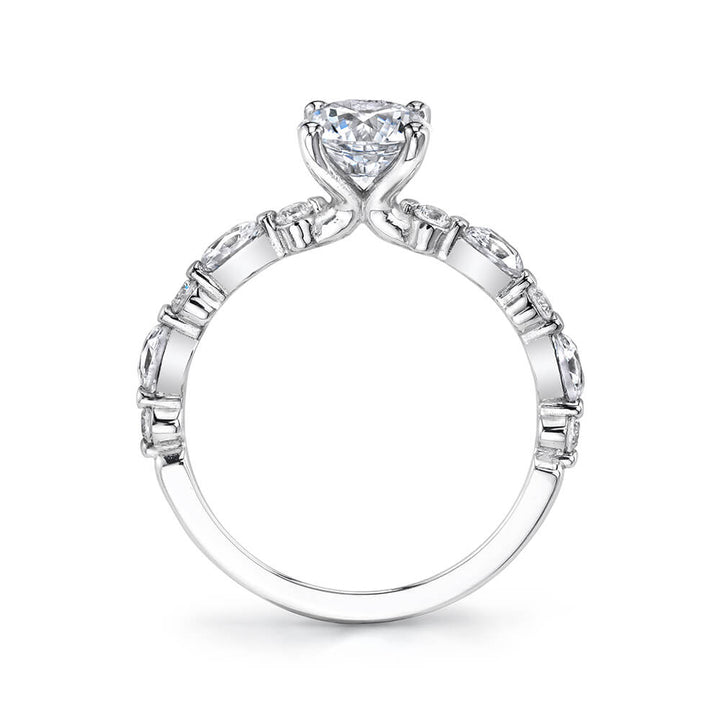 Round Cut Alternating Engagement Ring - Felicity