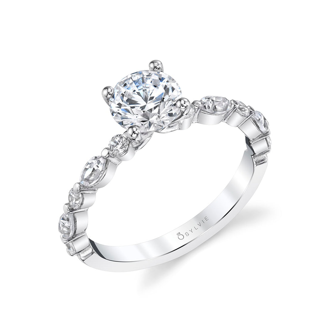 Round Cut Unique Engagement Ring - Felicity