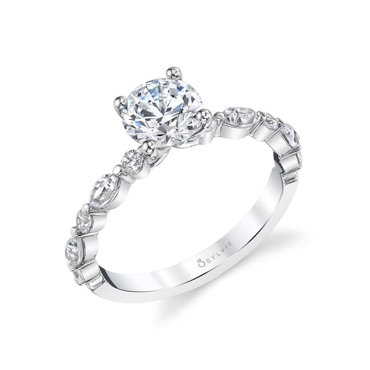 Round Cut Unique Engagement Ring - Felicity