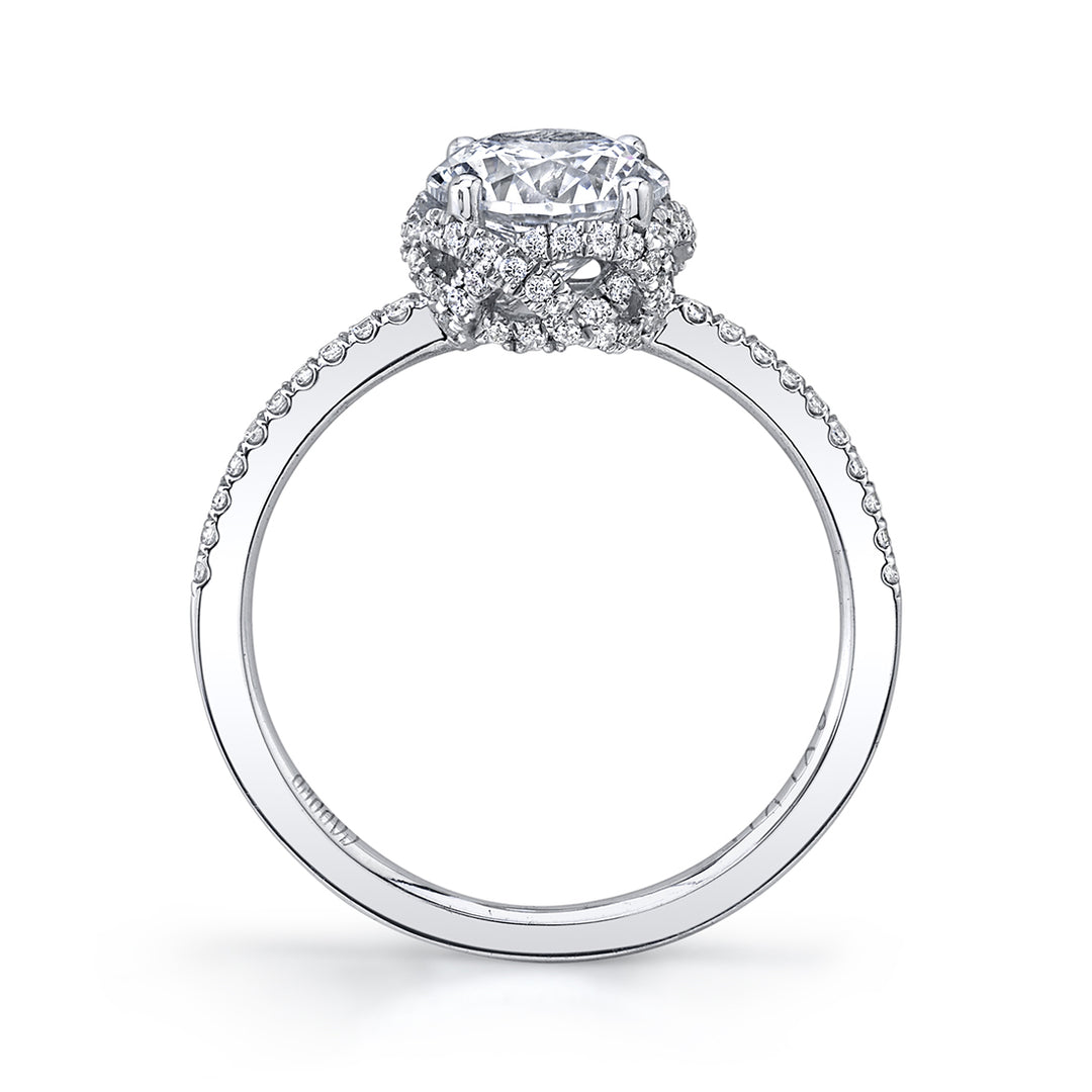 Round Cut Classic Spiral Hidden Halo Engagement Ring - Bristol