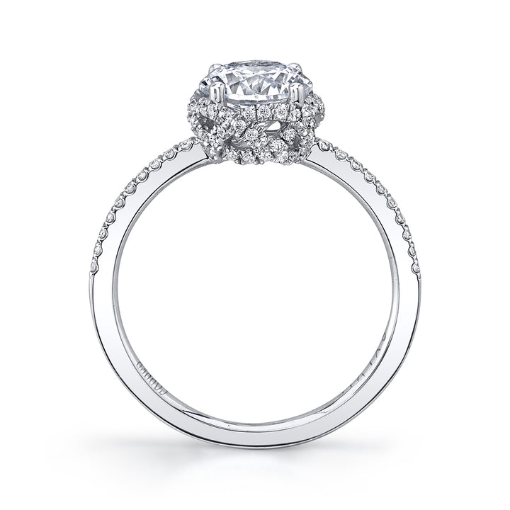 Round Cut Classic Spiral Hidden Halo Engagement Ring - Bristol