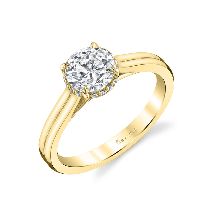 Solitaire Engagement Ring with Hidden Halo - Annika