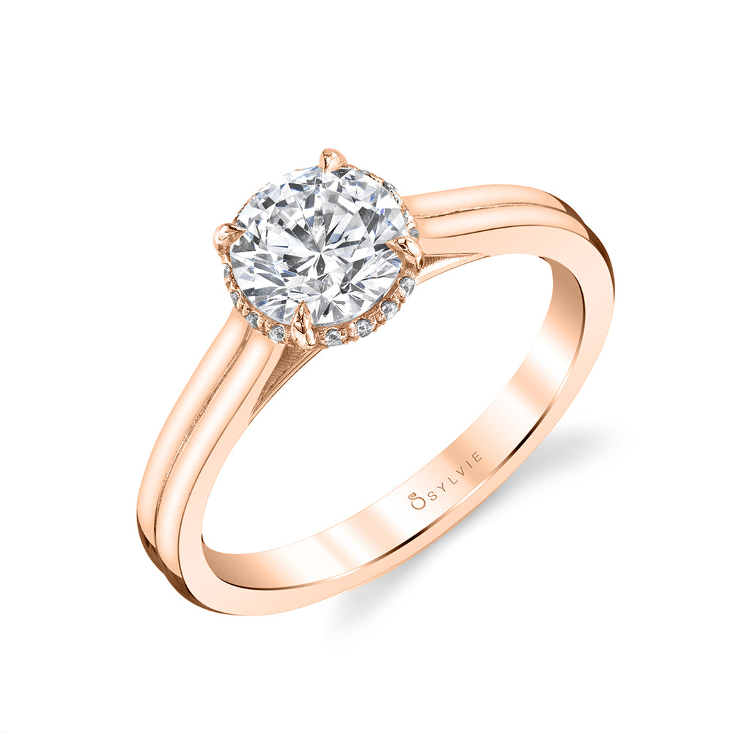 Solitaire Engagement Ring with Hidden Halo - Annika
