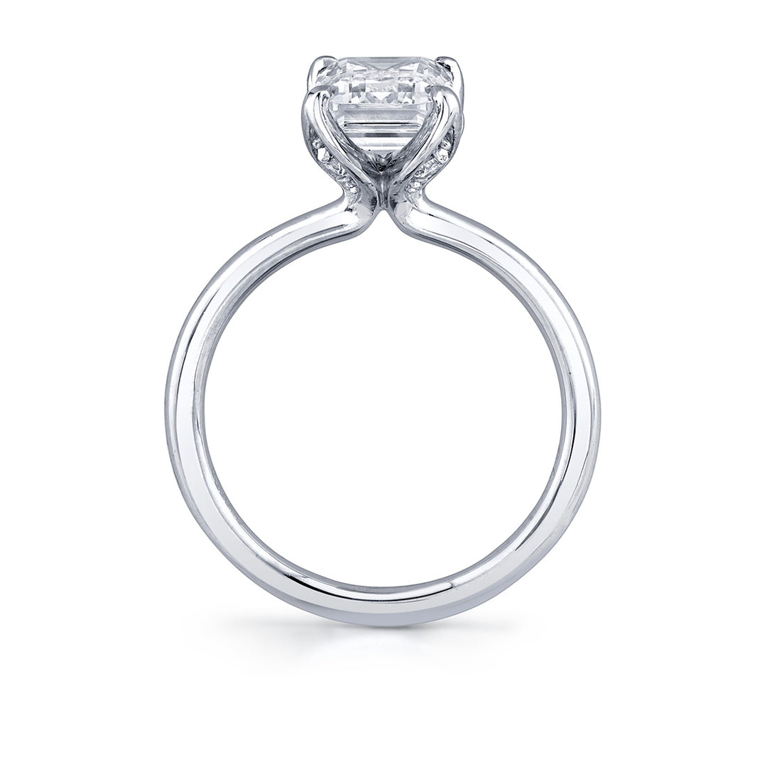Tulira Emerald Cut Solitaire Diamond Petal Prong Engagement Ring - Shay