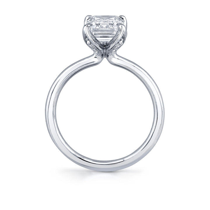 Tulira Emerald Cut Solitaire Diamond Petal Prong Engagement Ring - Shay