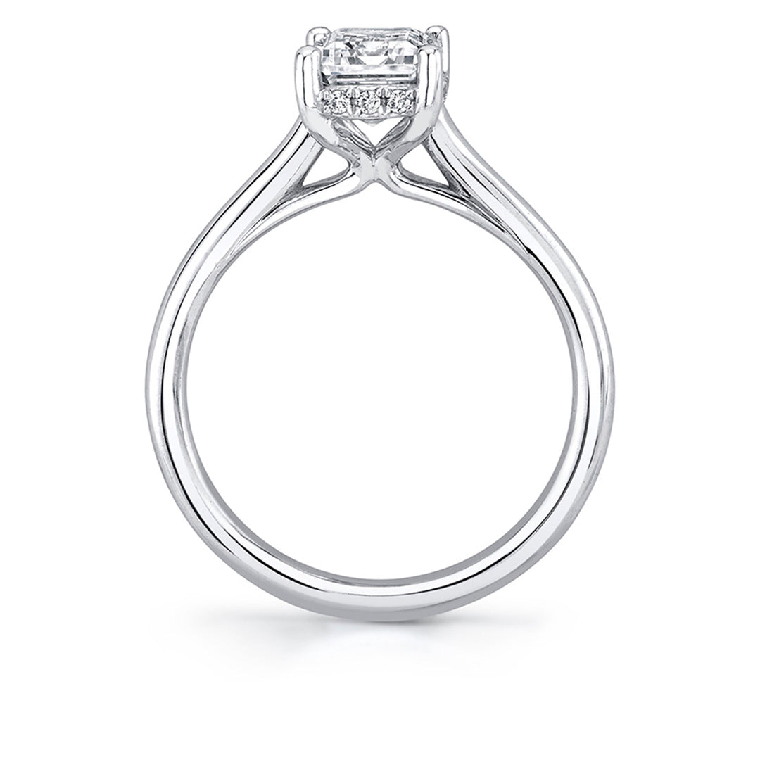 Emerald Cut Solitaire Hidden Halo Engagement Ring - Elliott