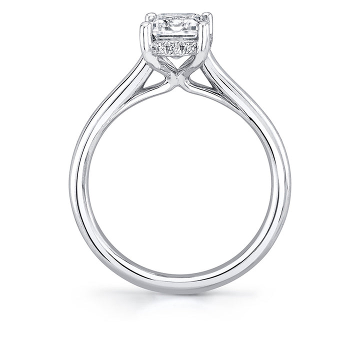 Emerald Cut Solitaire Hidden Halo Engagement Ring - Elliott
