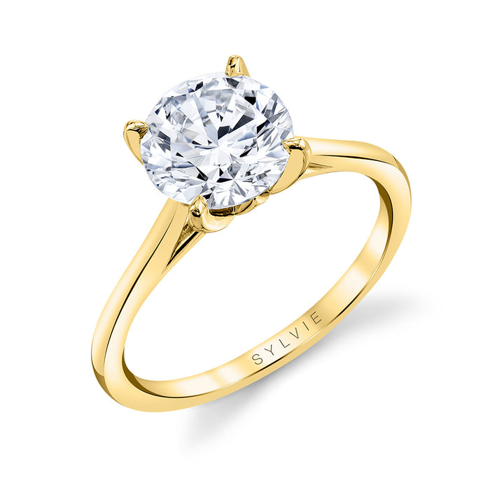 Tulira Solitaire Petal Prong Engagement Ring - Amber