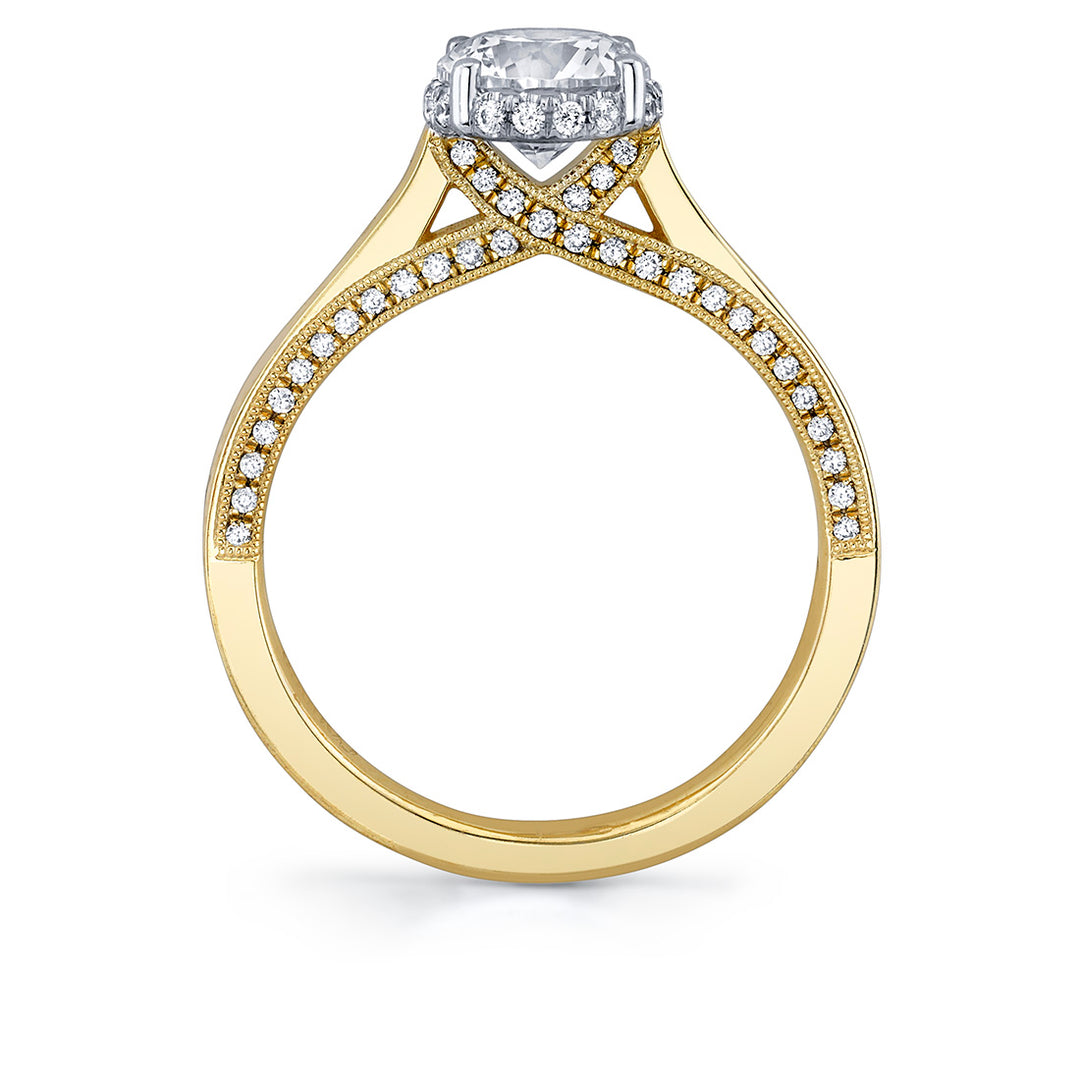 Round Cut Diamond Profile Hidden Halo Engagement Ring - Sawyer
