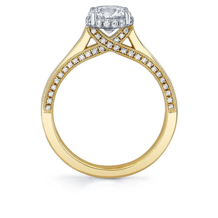 Round Cut Diamond Profile Hidden Halo Engagement Ring - Sawyer