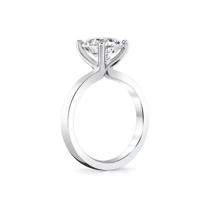 Oval Cut Flat Edge Solitaire Engagement Ring - Ember