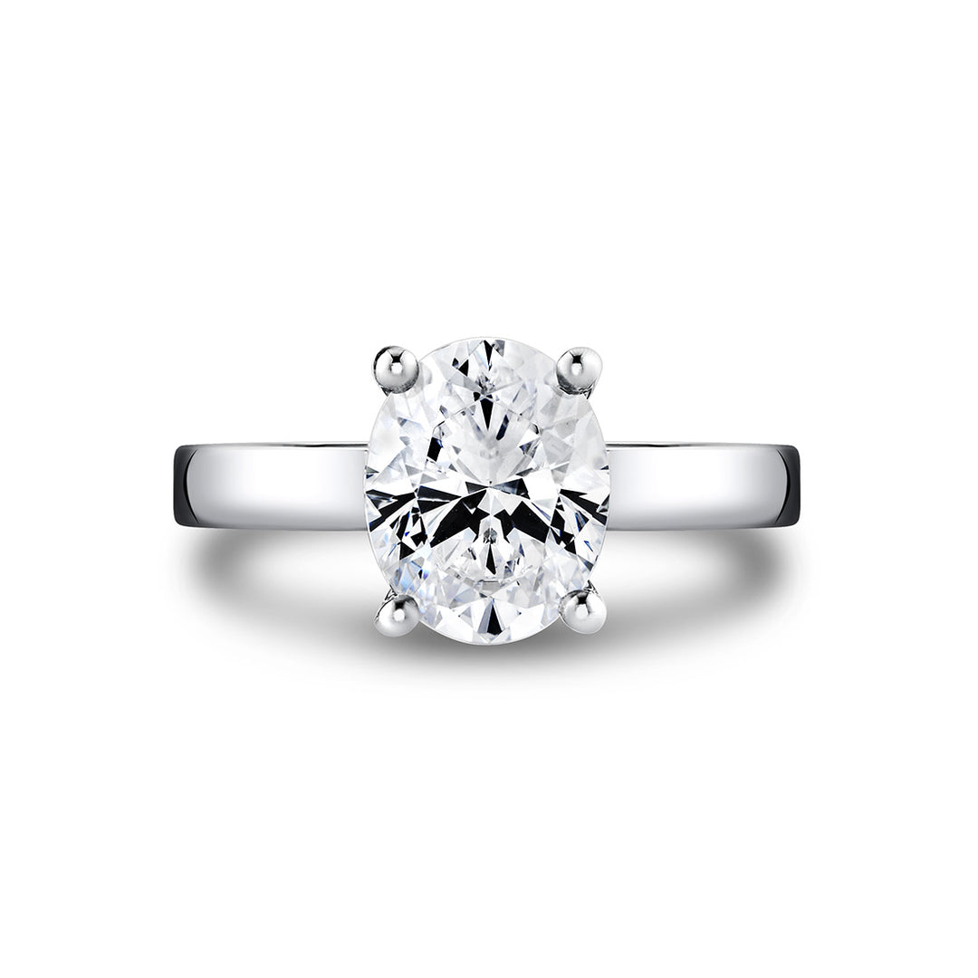 Oval Cut Flat Edge Solitaire Engagement Ring - Ember
