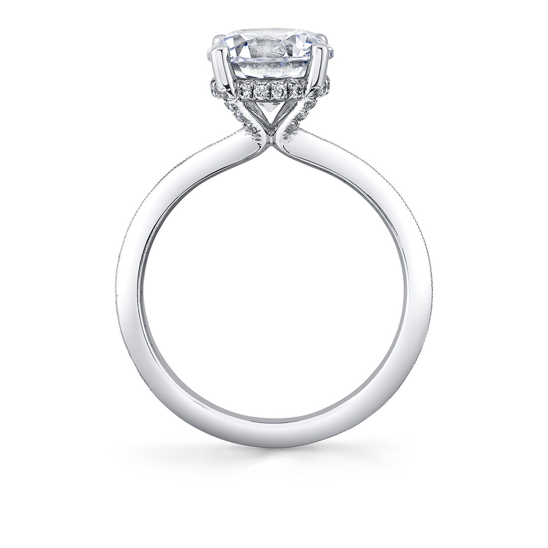 Round Cut Solitaire Engagement Ring with Milgrain Details - Ila