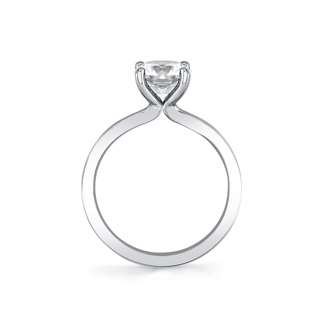 Round Cut Flat Edge Solitaire Engagement Ring - Sydney