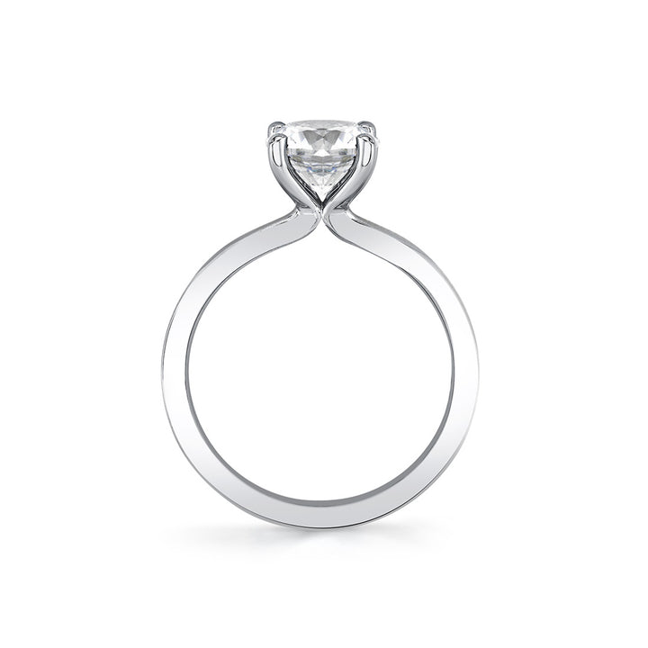 Round Cut Flat Edge Solitaire Engagement Ring - Sydney