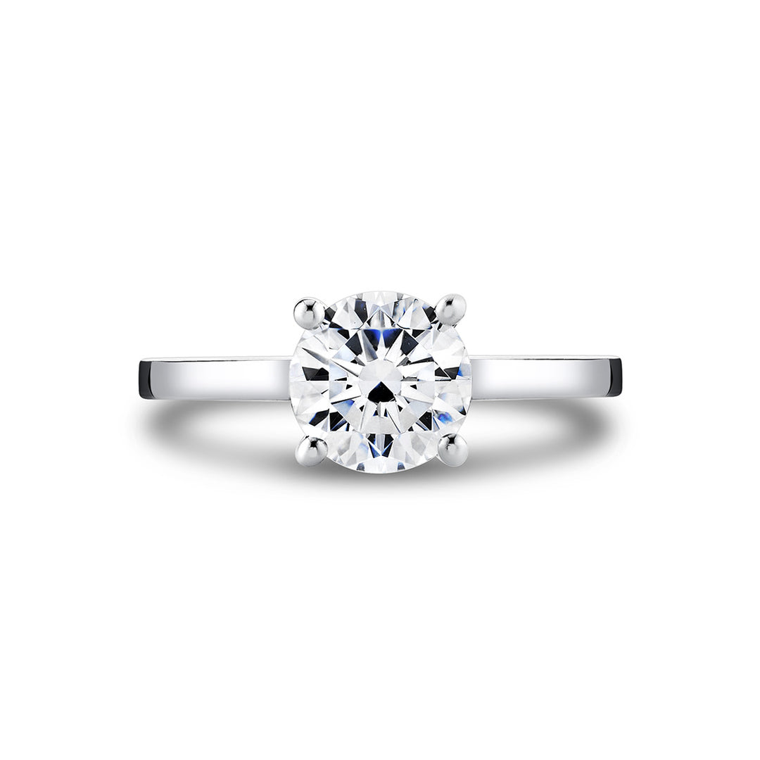 Round Cut Flat Edge Solitaire Engagement Ring - Sydney