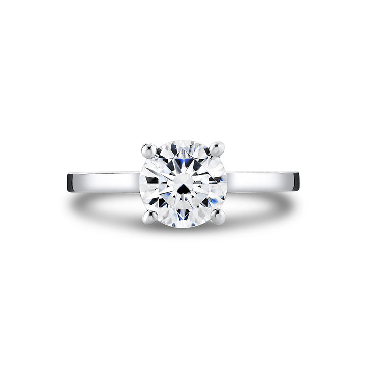 Round Cut Flat Edge Solitaire Engagement Ring - Sydney