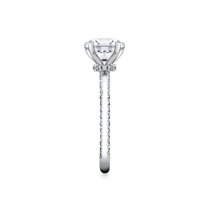 Round Cut Solitaire Engagement Ring with Diamond Profile and Hidden Halo Collar - Ciela