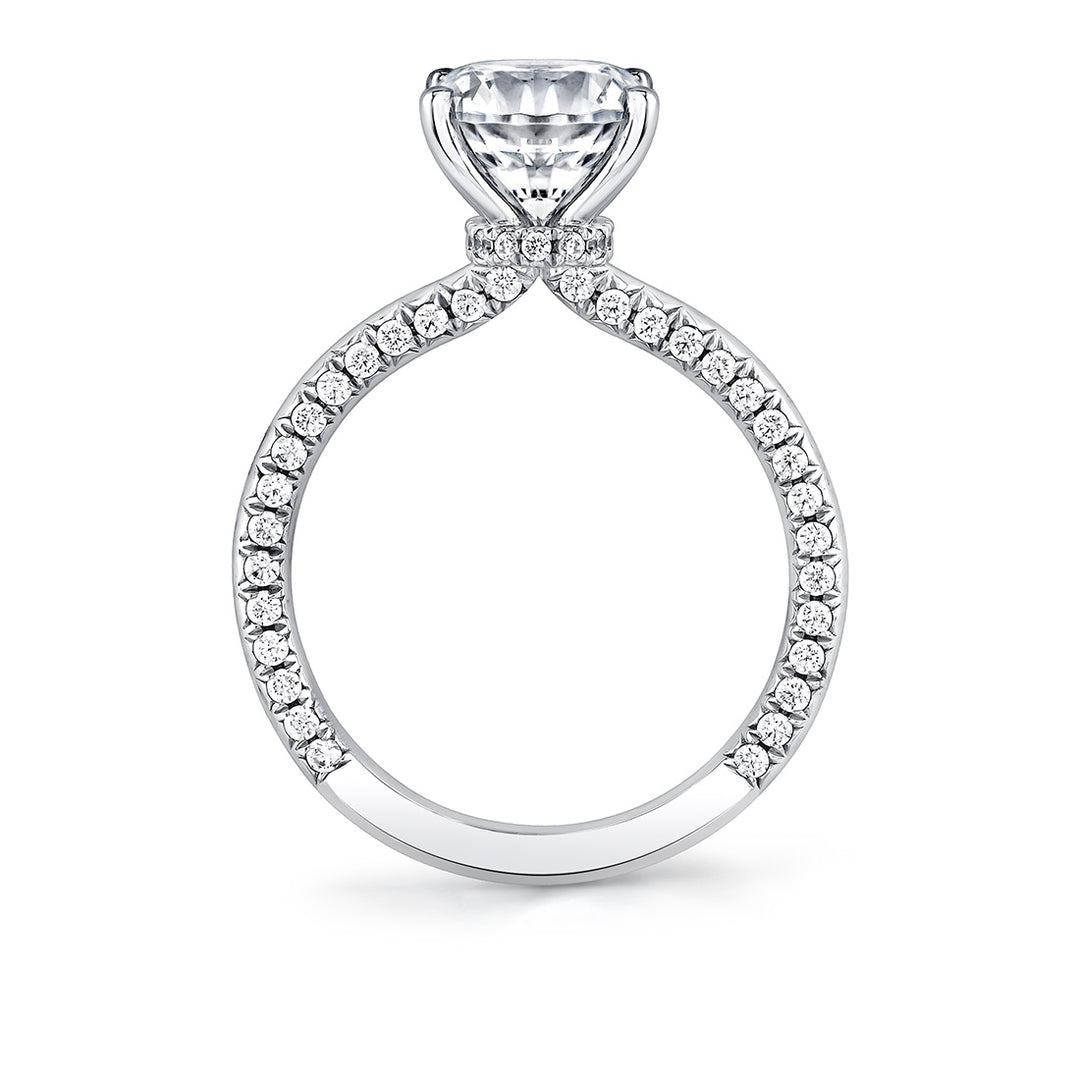Round Cut Solitaire Engagement Ring with Diamond Profile and Hidden Halo Collar - Ciela