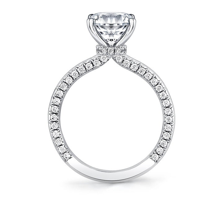 Round Cut Solitaire Engagement Ring with Diamond Profile and Hidden Halo Collar - Ciela