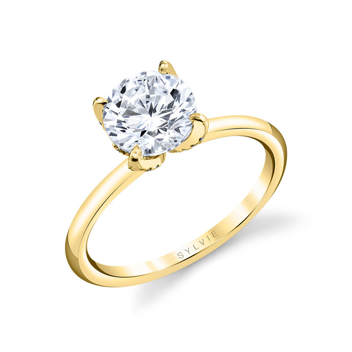 Tulira Solitaire Diamond Petal Prong Engagement Ring - Althaia