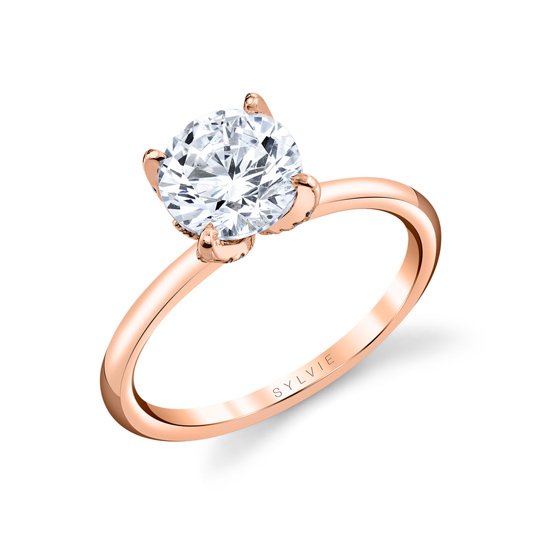 Tulira Solitaire Diamond Petal Prong Engagement Ring - Althaia
