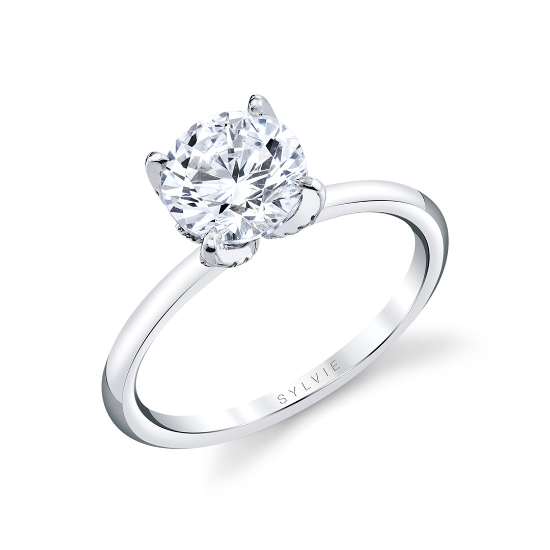 Tulira Solitaire Diamond Petal Prong Engagement Ring - Althaia