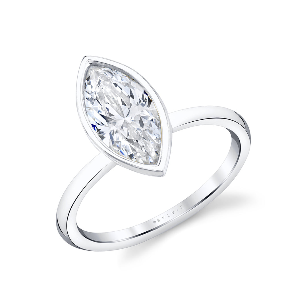 Marquise Cut Bezel Set Engagement Ring - Cliodhna