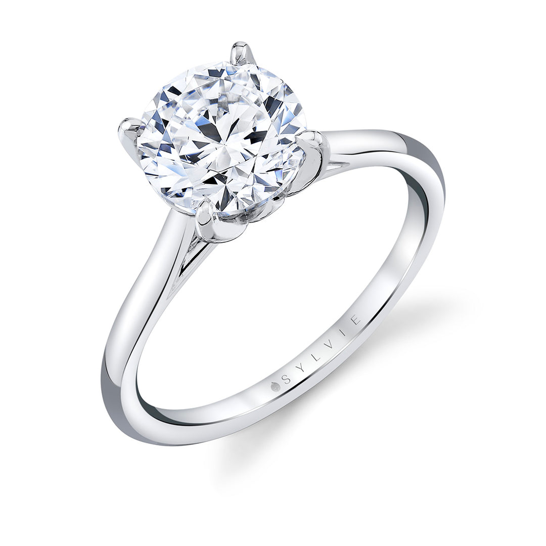 Tulira Solitaire Engagement Ring with Petal Prongs and a Peekaboo Diamond - Billie