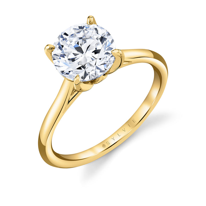 Tulira Solitaire Engagement Ring with Petal Prongs and a Peekaboo Diamond - Billie