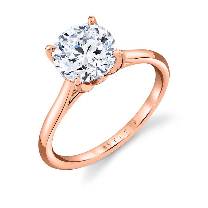 Tulira Solitaire Engagement Ring with Petal Prongs and a Peekaboo Diamond - Billie