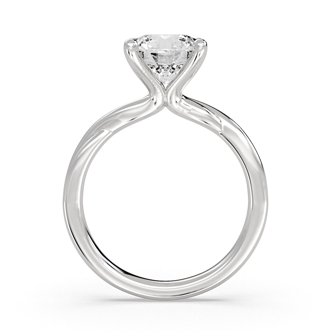 Round Cut Solitaire Spiral Engagement Ring - Palmer