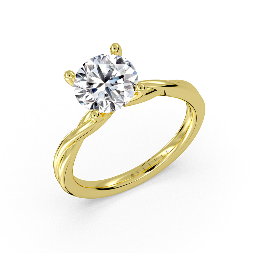 Round Cut Solitaire Spiral Engagement Ring - Palmer