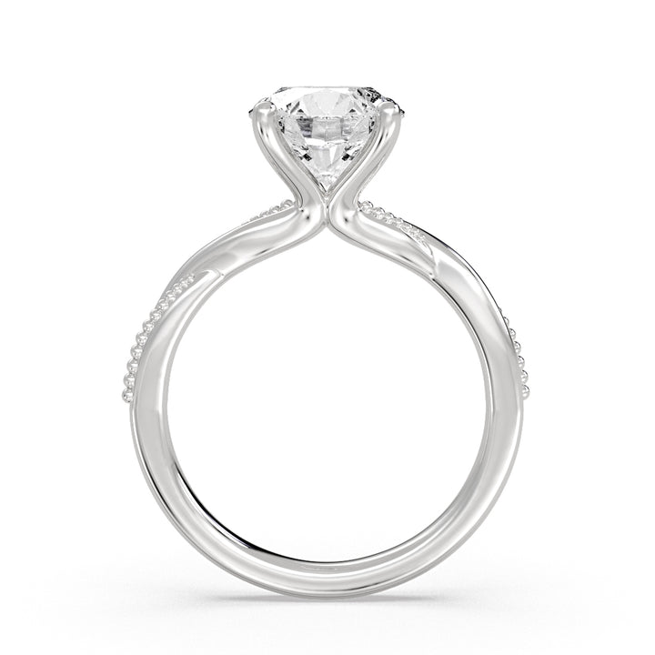 Round Cut Solitaire Milgrain Spiral Engagement Ring - Rue