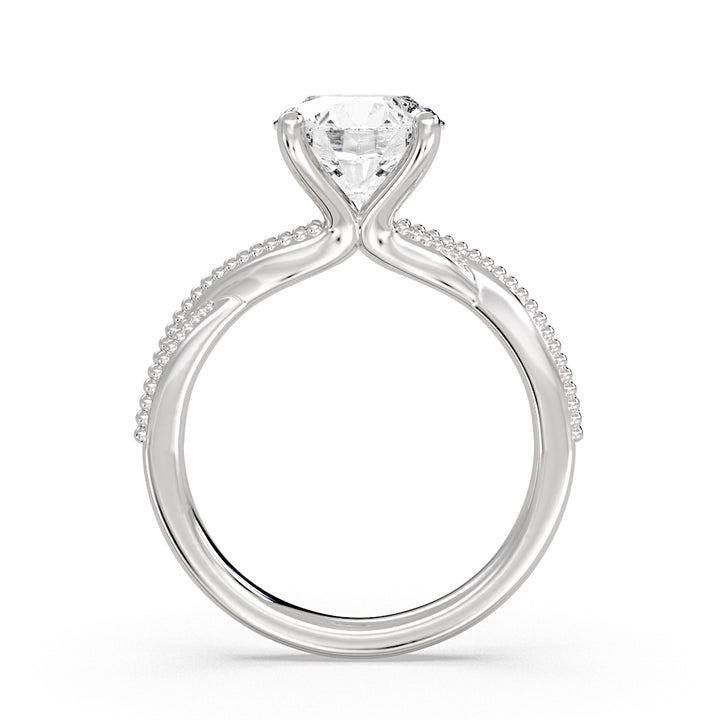 Round Cut Solitaire Milgrain Spiral Engagement Ring - Wiley