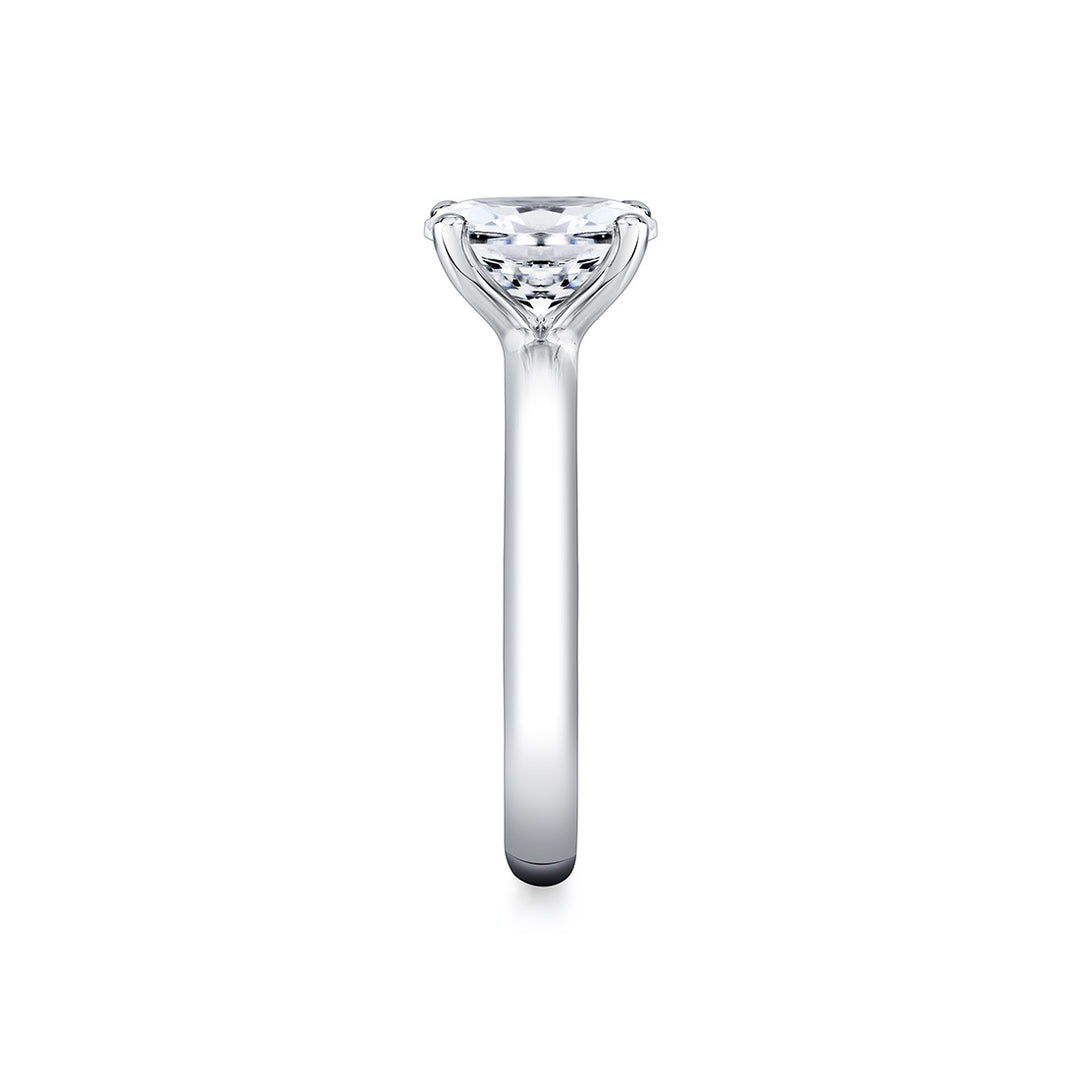 Oval Cut Wide Band Solitaire Engagement Ring - Demitra