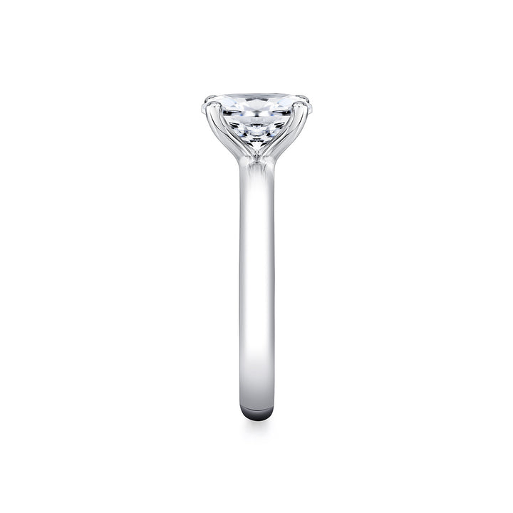 Oval Cut Wide Band Solitaire Engagement Ring - Demitra