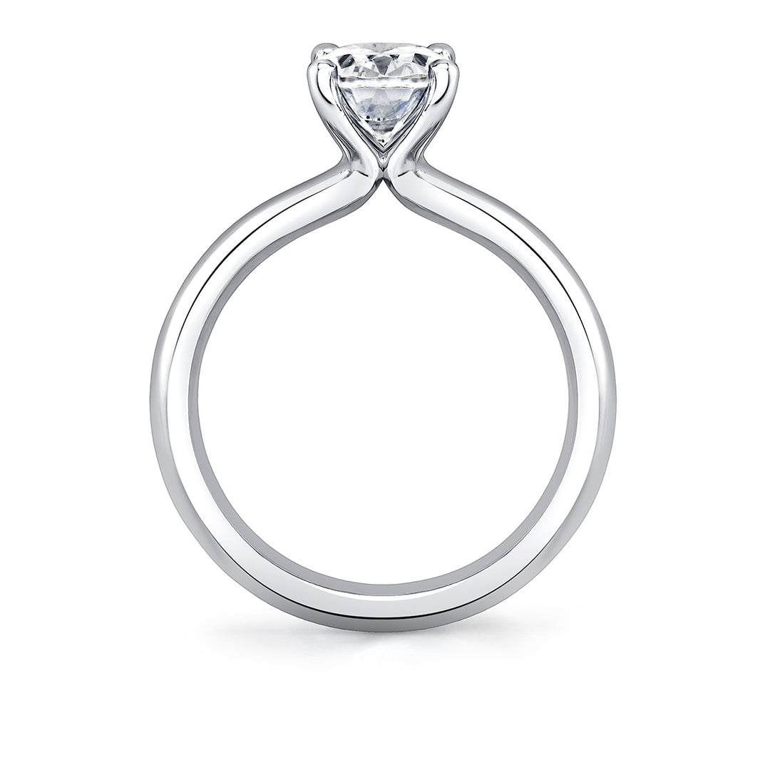 Oval Cut Wide Band Solitaire Engagement Ring - Demitra